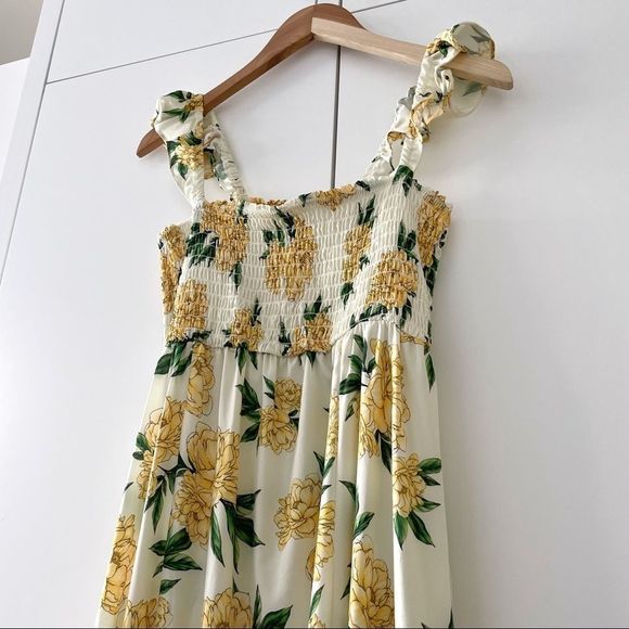 Agua Bendita Leandra Voila Dress Deco Yellow Floral Maxi Smocked Ruffle Shopbop - Picture 12 of 15